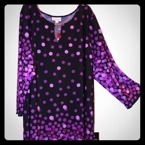 Purple polka dot dress from Avenue